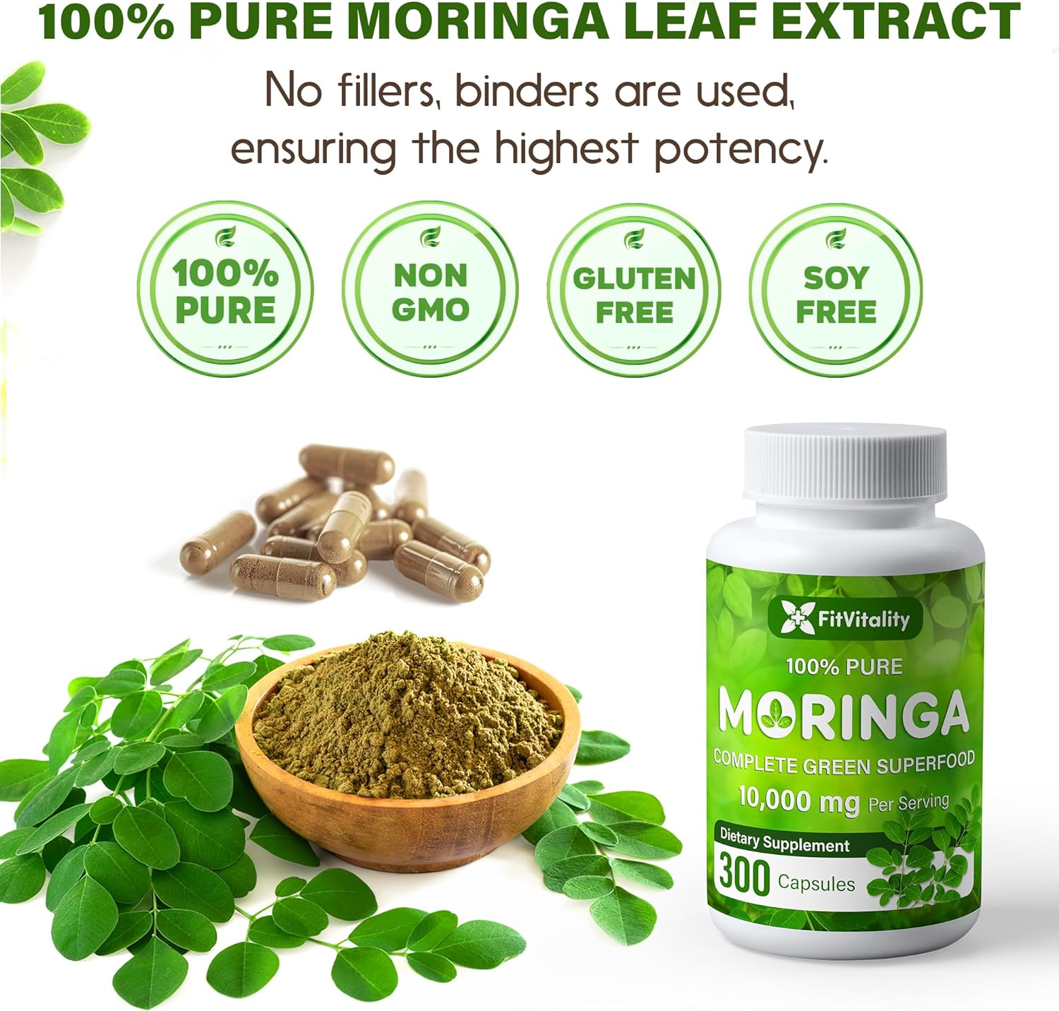 Moringa Capsules|300 Capsules|Moringa Oleifera|10,000mg