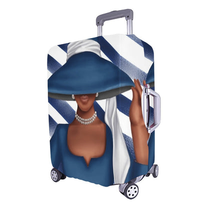 Blue & White Striped Church Lady Luggage Cover Luggage Cover/Large 26"-28"