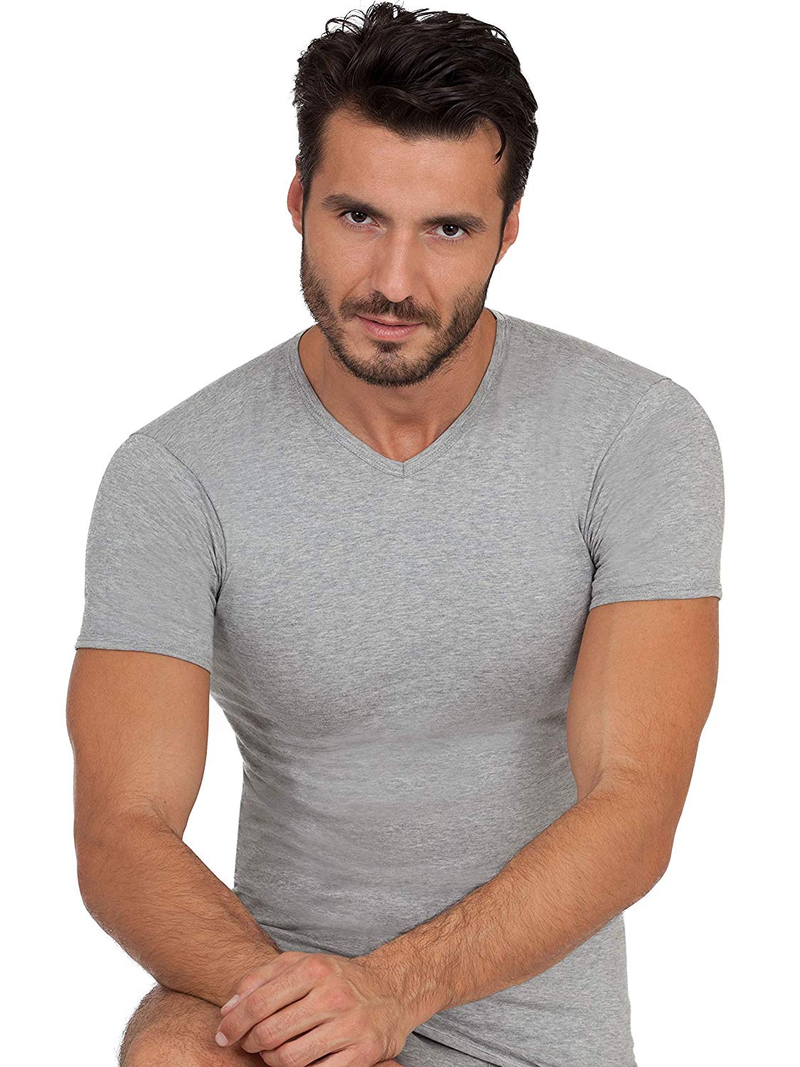 BASIC COTTON Free Spirit Premium Quality 100% Cotton Men's V - Neck T-Shirt. Proudly Made in Italy.