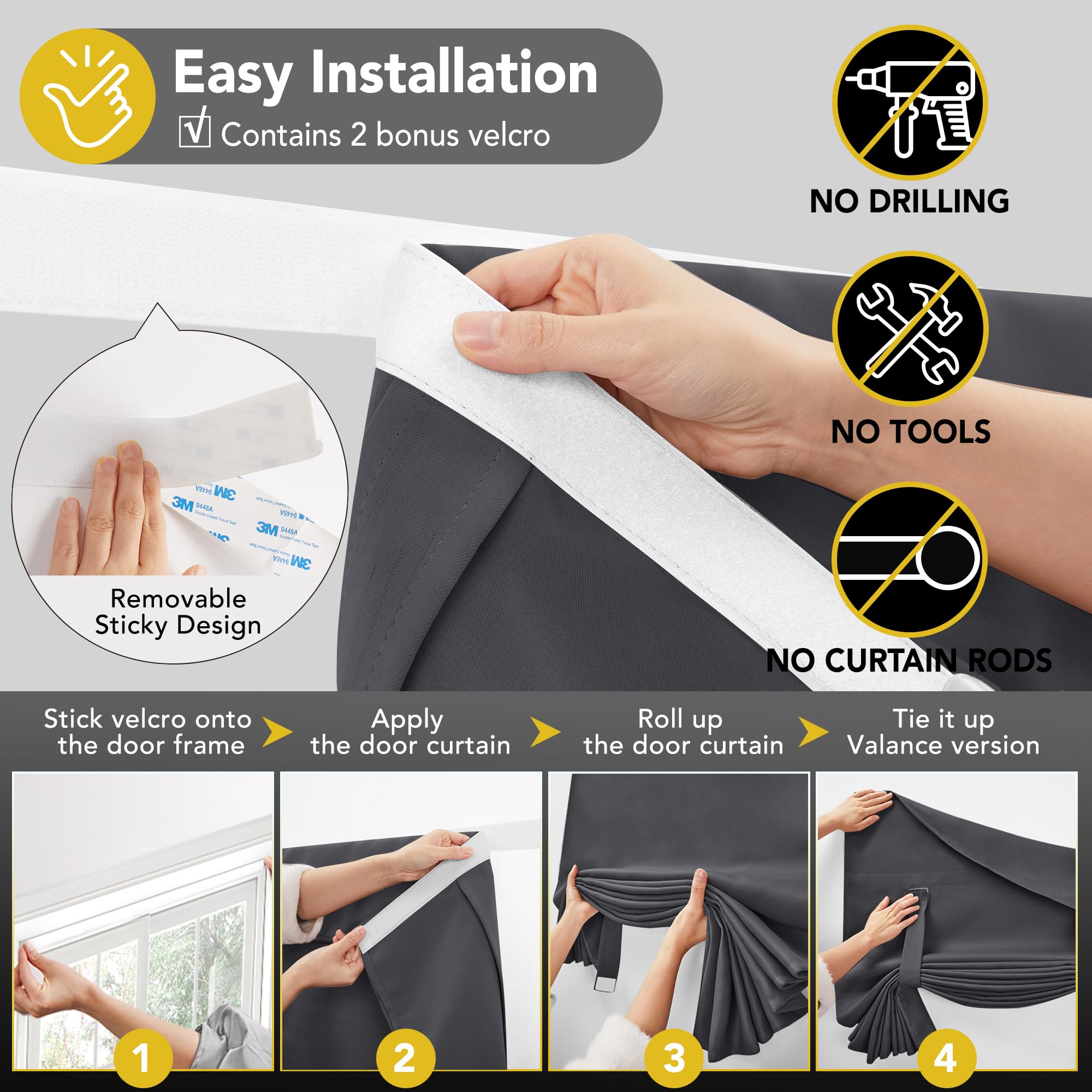 Blackout Door Curtain, Thermal Insulated, 26x80 Inch