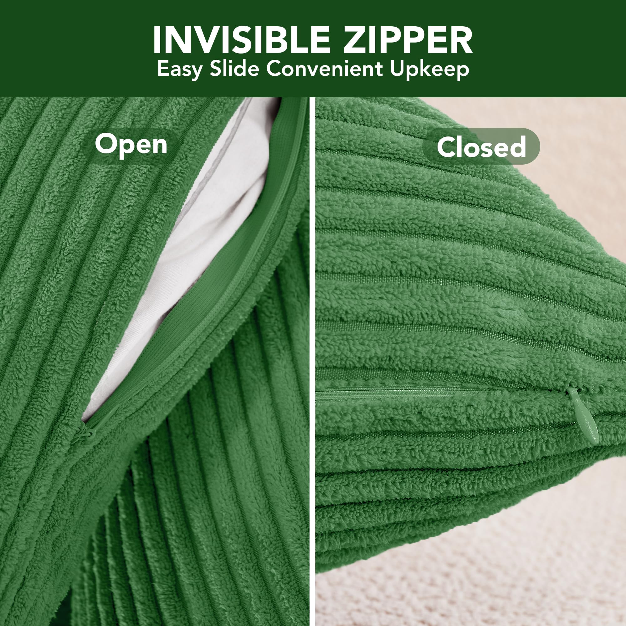 Corduroy Throw Pillow Covers, Cream White, 4PCS