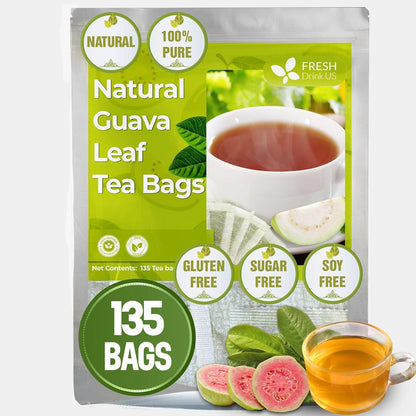 Natural Guava Leaves, Whole Dried Leaves, Cut-and-Sifted Guava leaves, 100% Pure from Guava Leaves, Natural Guava Loose Leaf Herbal Tea, No Additives, No Caffeine, Vegan
