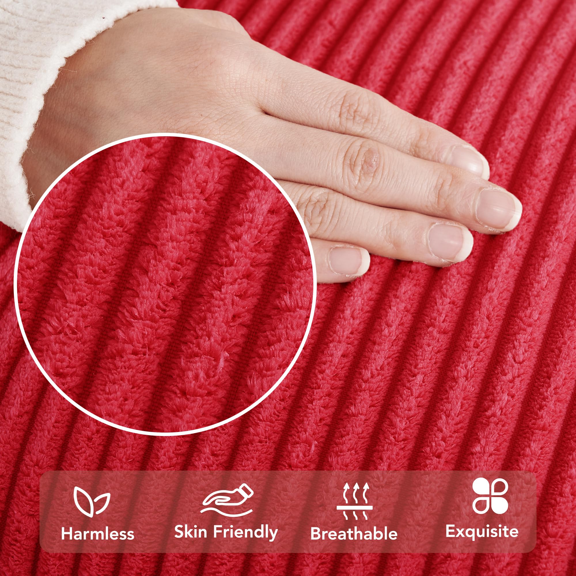 Corduroy Throw Pillow Covers, Cream White, 4PCS