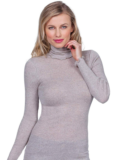EGi Luxury Wool Silk Turtleneck Long Sleeve Top. Proudly Made in Italy (1494)