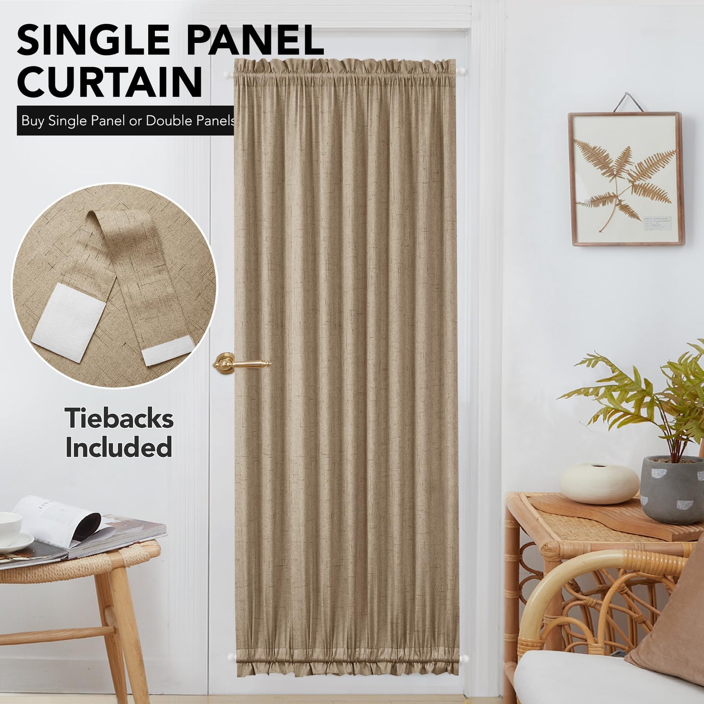 French Door Linen Blackout Curtain, 1 Panel
