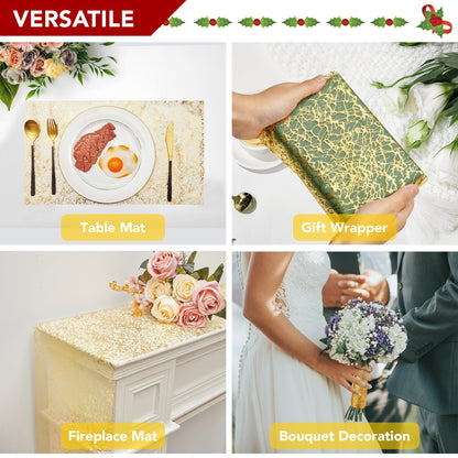 Sequin Glitter Table Runner, 2PCS, 9FT, Gold