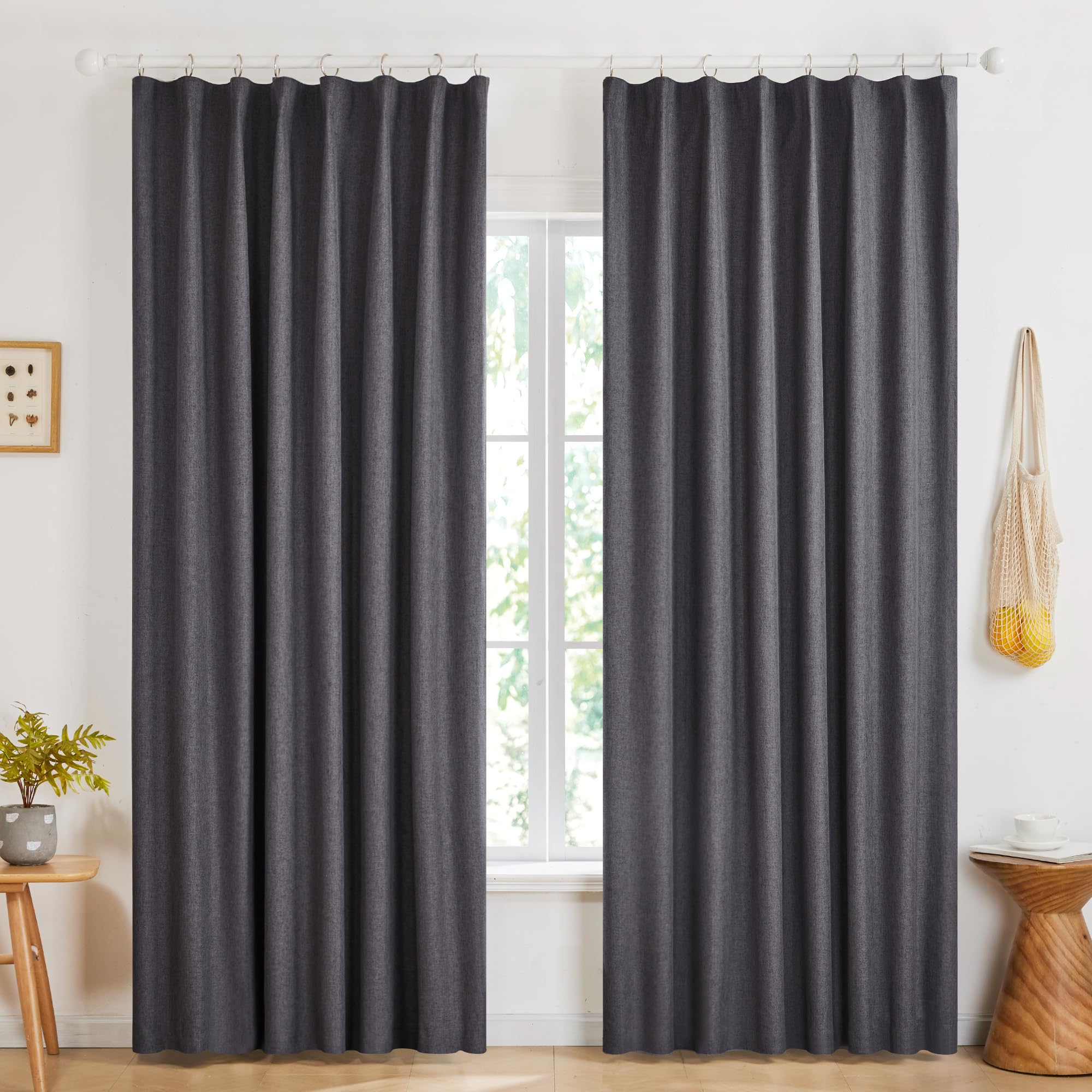 100% Blackout Pinch Pleat Curtains, Cream, 2 Panels