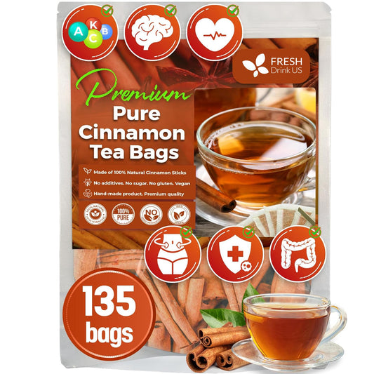 Pure Cinnamon Tea, 100% Natural & Pure Cinnamon. Cinnamon Herbal Tea. Cinnamon Stick Herbal Spice Tea. No Sugar, No Caffeine, No Gluten, Vegan.