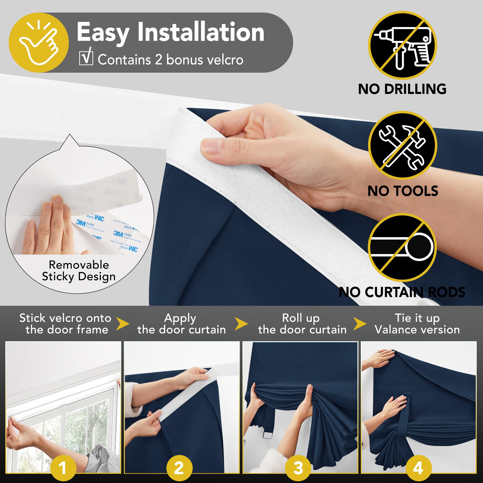 Blackout Door Curtain, Thermal Insulated, 26x80 Inch