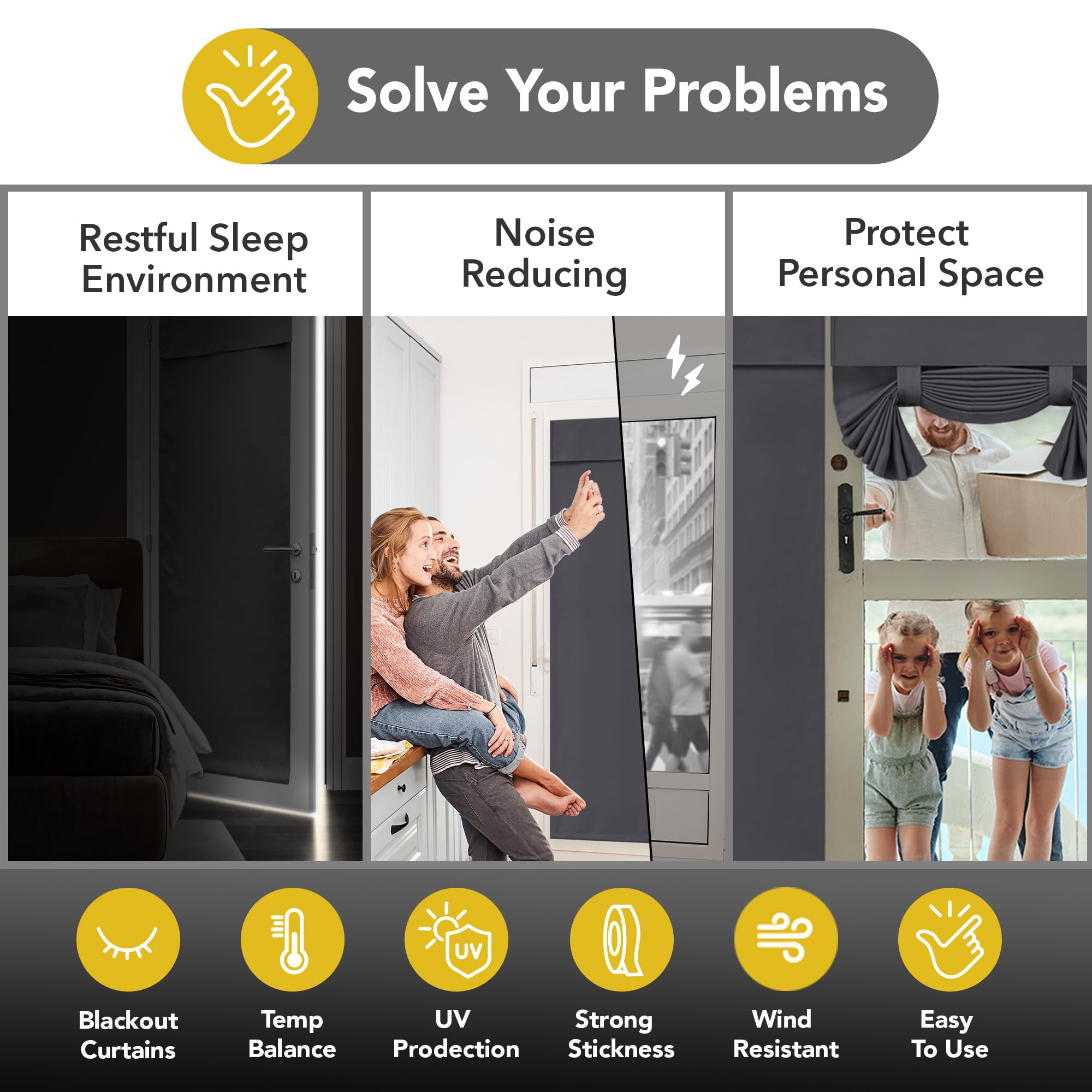 Blackout Door Curtain, Thermal Insulated, 26x80 Inch