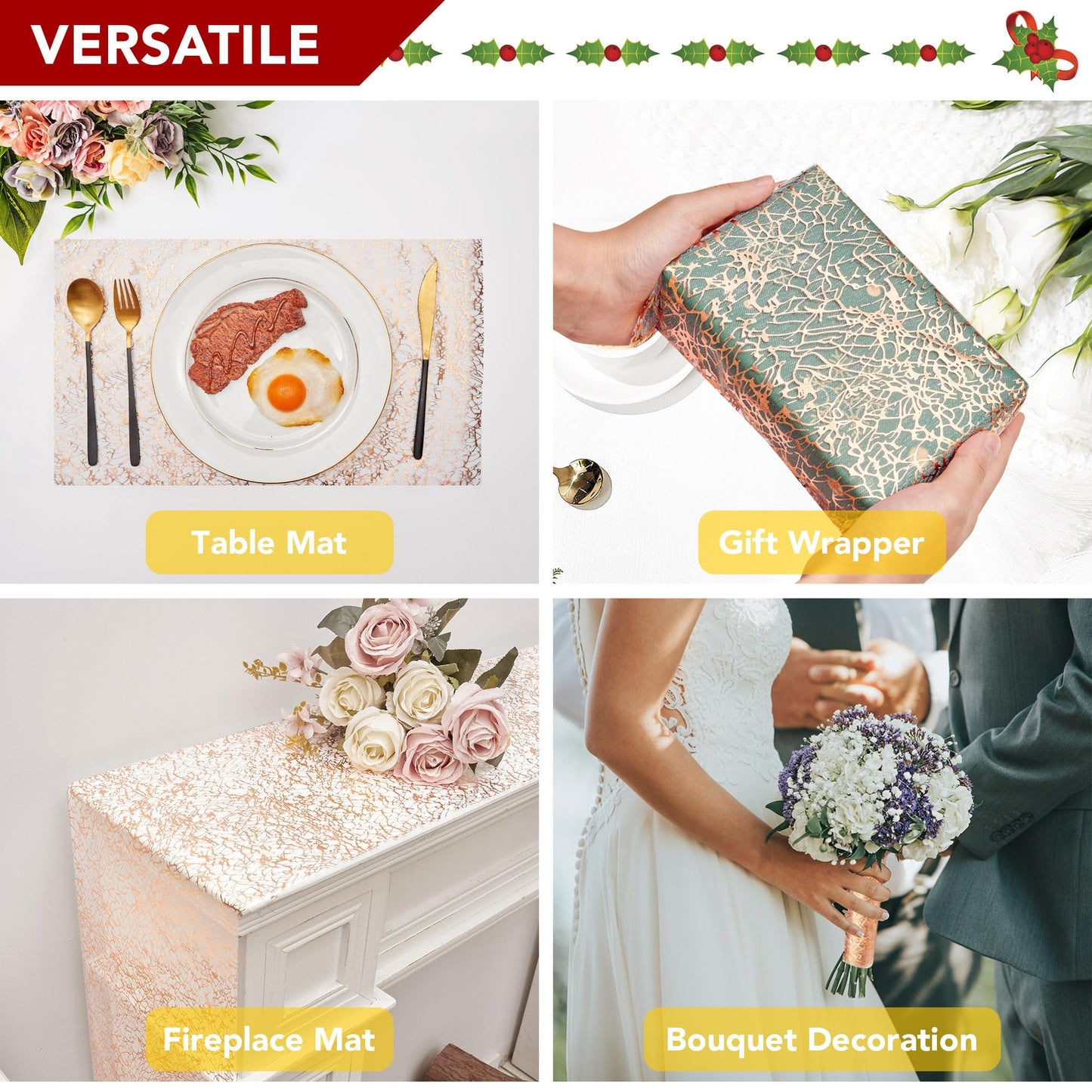 Sequin Glitter Table Runner, 2PCS, 9FT, Gold