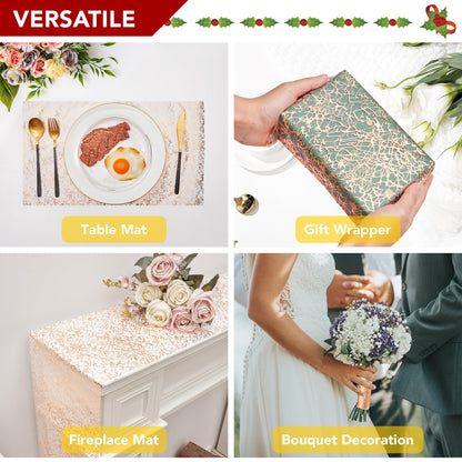 Sequin Glitter Table Runner, 2PCS, 9FT, Gold