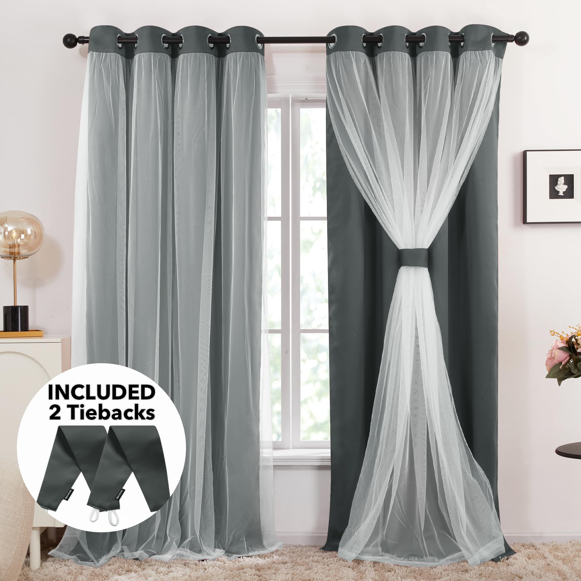 Double Layer Blackout & Sheer Curtains