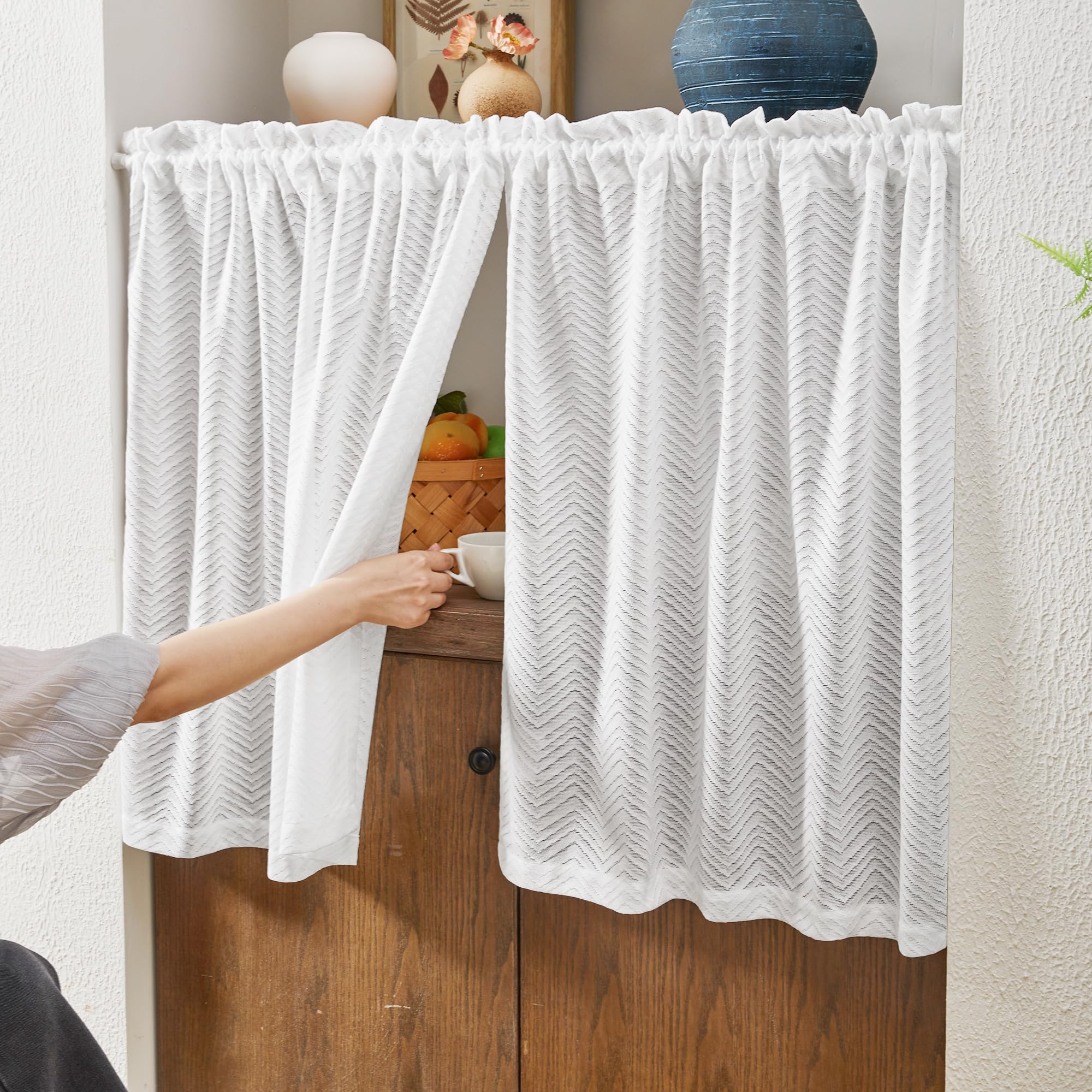 Ombre Sheer Voile Curtains, Rod Pocket, Light Grey