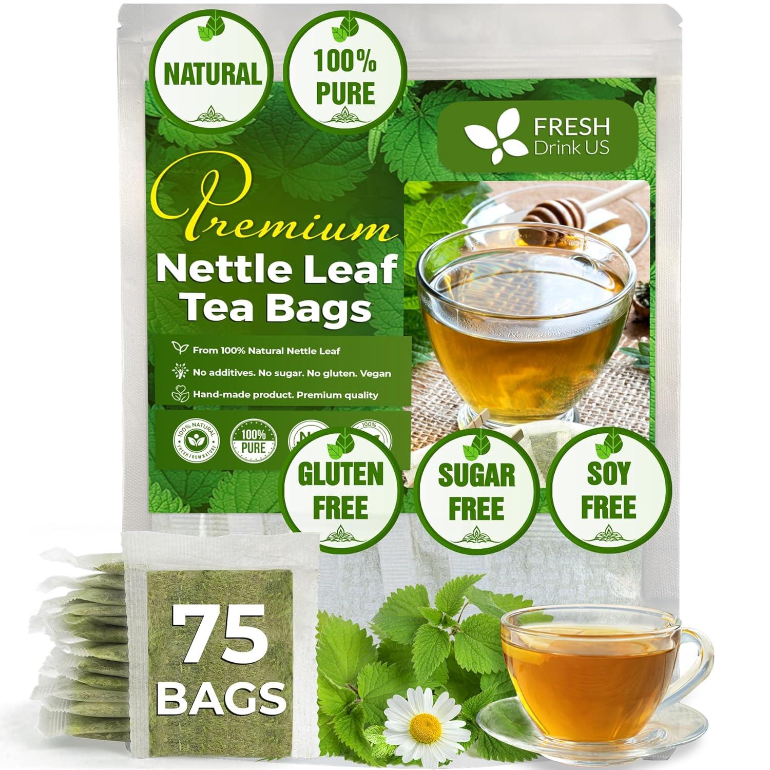 Premium Nettle Leaf Tea Bags, 100% Natural & Pure, Stinging Nettle Leaf Tea, Nettle Leaf Tea, Burn Nettle, Stinging Nettle, Nettle Tea, Stinger Tea, No Sugar/Caffeine & Gluten, Vegan
