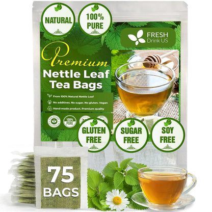 Premium Nettle Leaf Tea Bags, 100% Natural & Pure, Stinging Nettle Leaf Tea, Nettle Leaf Tea, Burn Nettle, Stinging Nettle, Nettle Tea, Stinger Tea, No Sugar/Caffeine & Gluten, Vegan