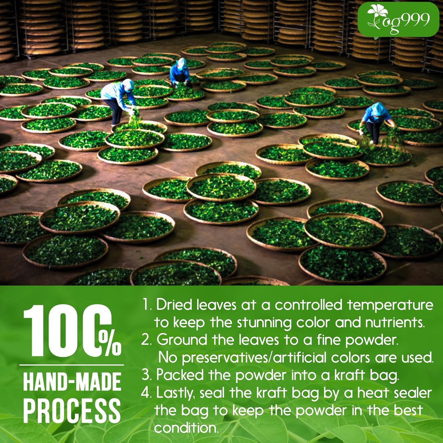 Premium Moringa Leaf Powder, 100% Natural and Pure from Moringa Leaves, No Additives, No Gluten, No Sugar, Vegan