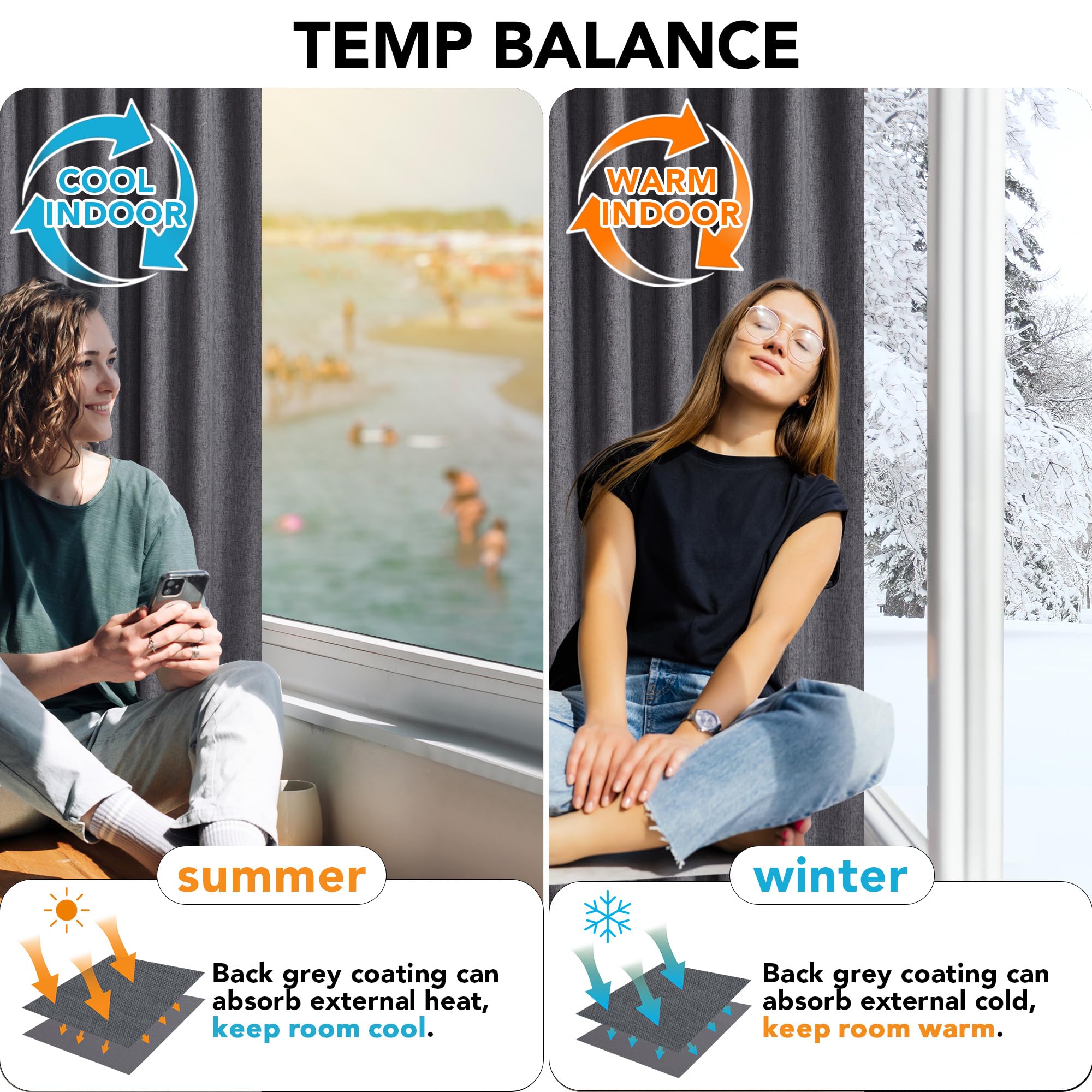 100% Blackout Pinch Pleat Curtains, Cream, 2 Panels