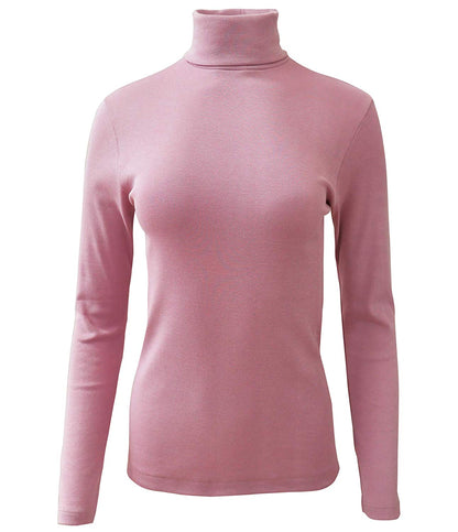BASIC COTTON Free Spirit Premium Quality 100% Brushed Cotton Women's Turtleneck Top.Made in Italy (655)
