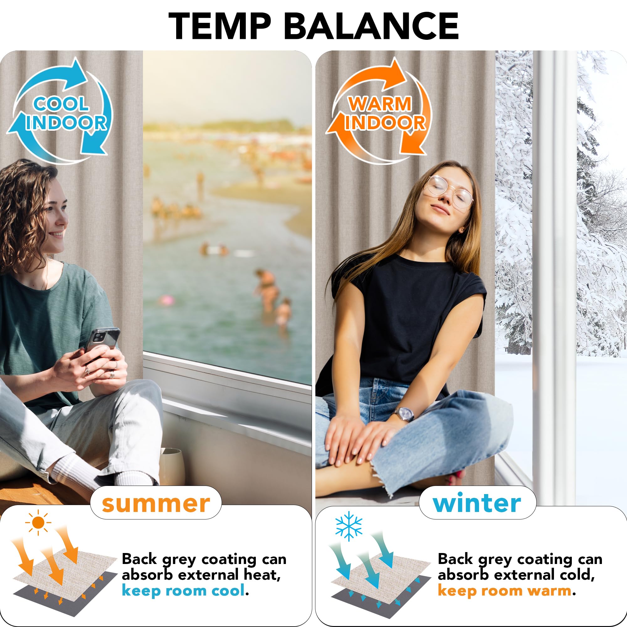 100% Blackout Pinch Pleat Curtains, Cream, 2 Panels