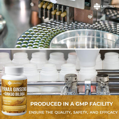 Ginseng & Ginkgo Biloba Veggie Capsules, Non-GMO, Vegan, Gluten Free, Dairy Free