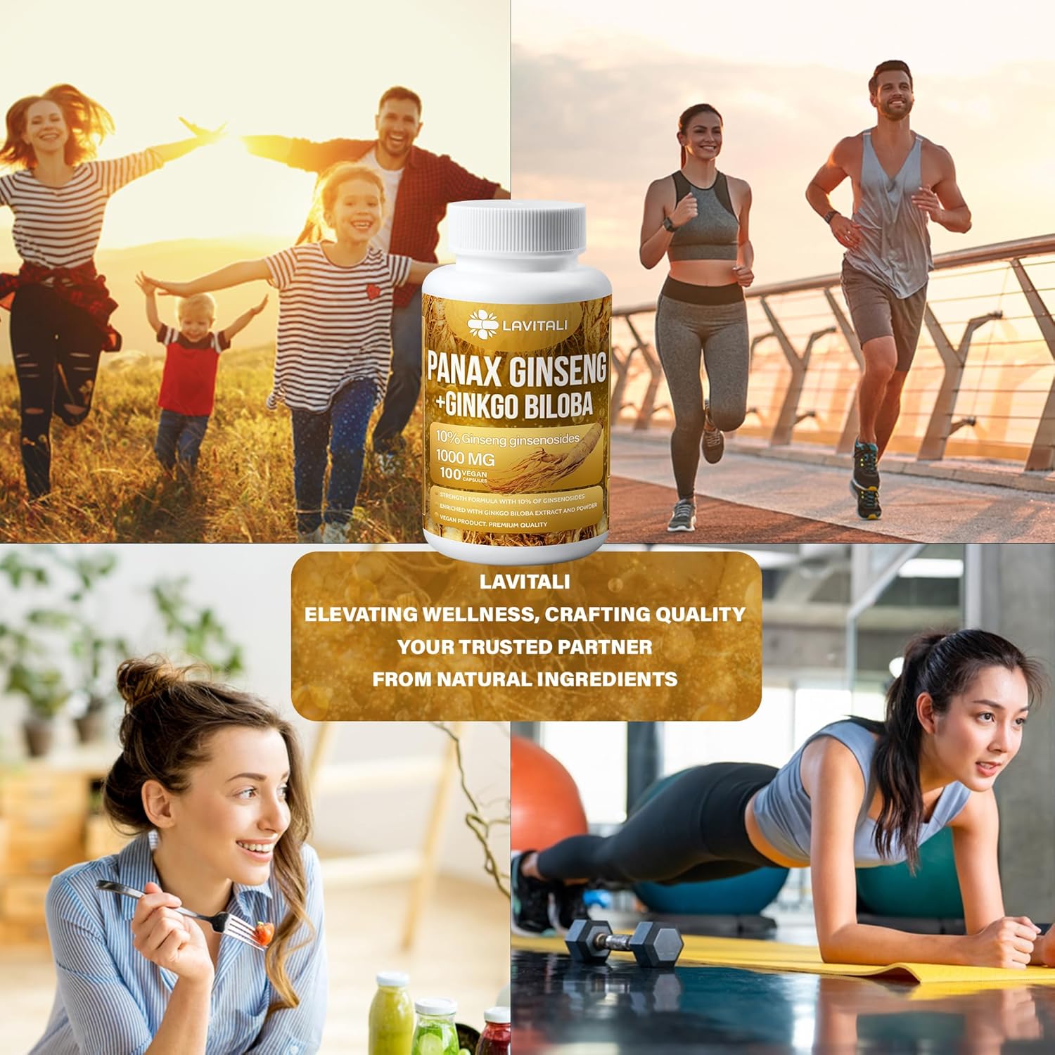 Ginseng & Ginkgo Biloba Veggie Capsules, Non-GMO, Vegan, Gluten Free, Dairy Free