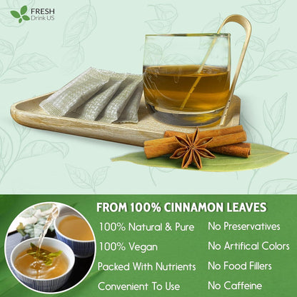 Natural Cinnamon Leaves, Whole Dried Cinnamon Leaves, Tea Bags, 100% Pure from Dried Cinnamon Leaves, Cinnamon Leaf Tea, No Additives, No Caffeine, Vegan