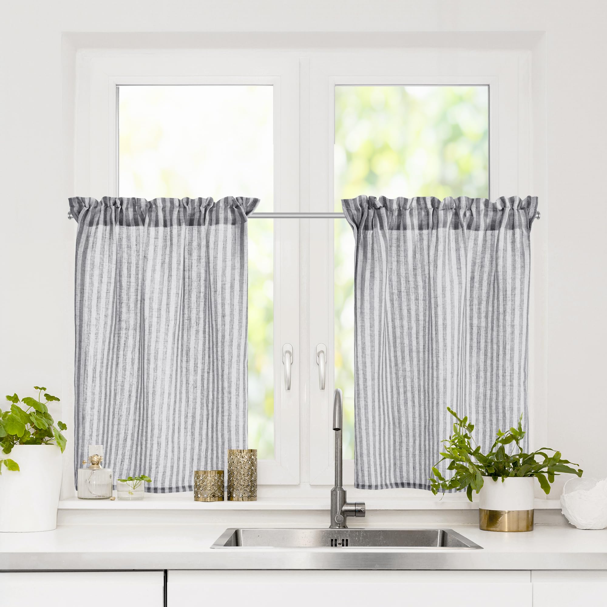 Natural Farmhouse Cafe Tier Curtains, 2 Panels