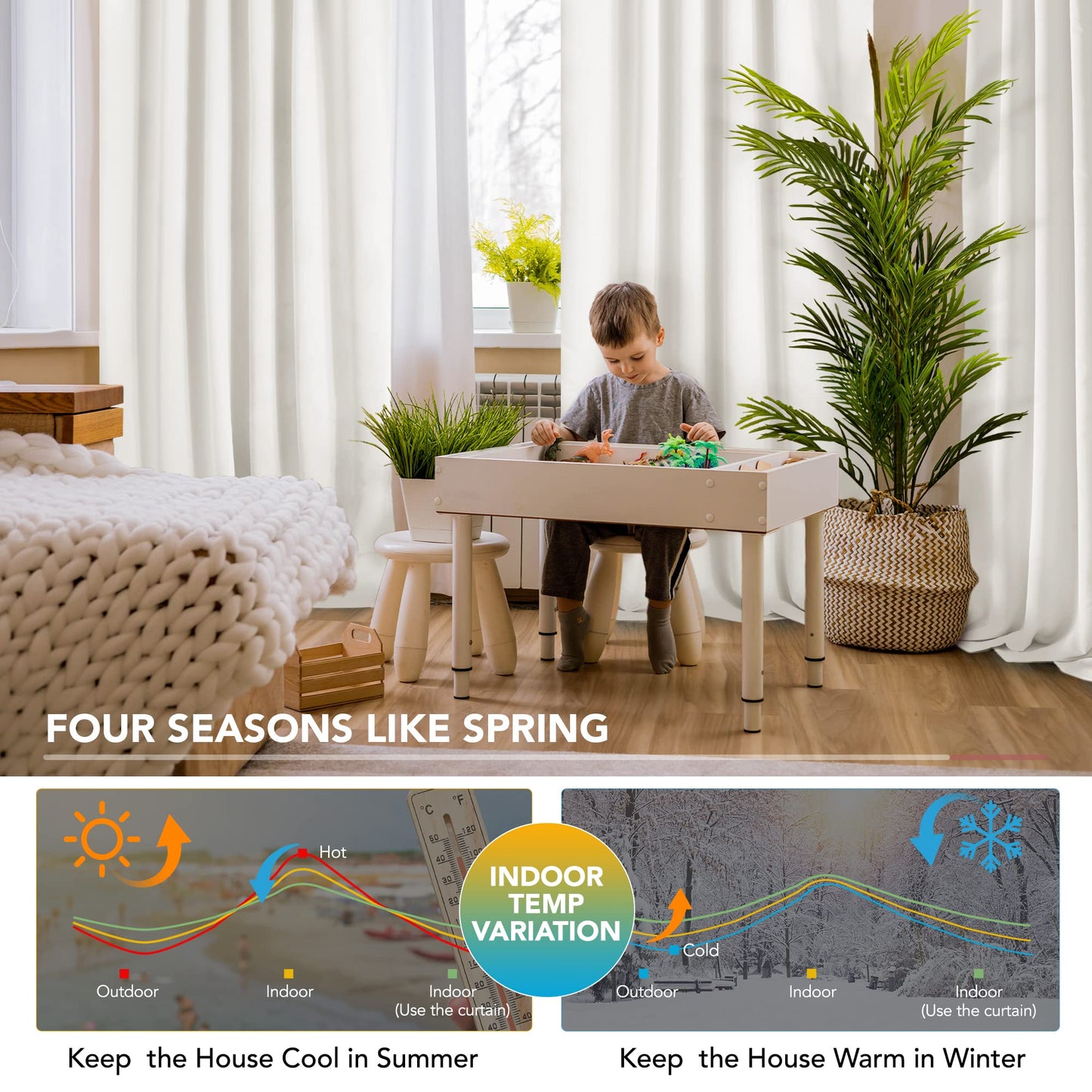 Thermal Insulated Blackout Drapes, 52x108 Inch, 2 Panels