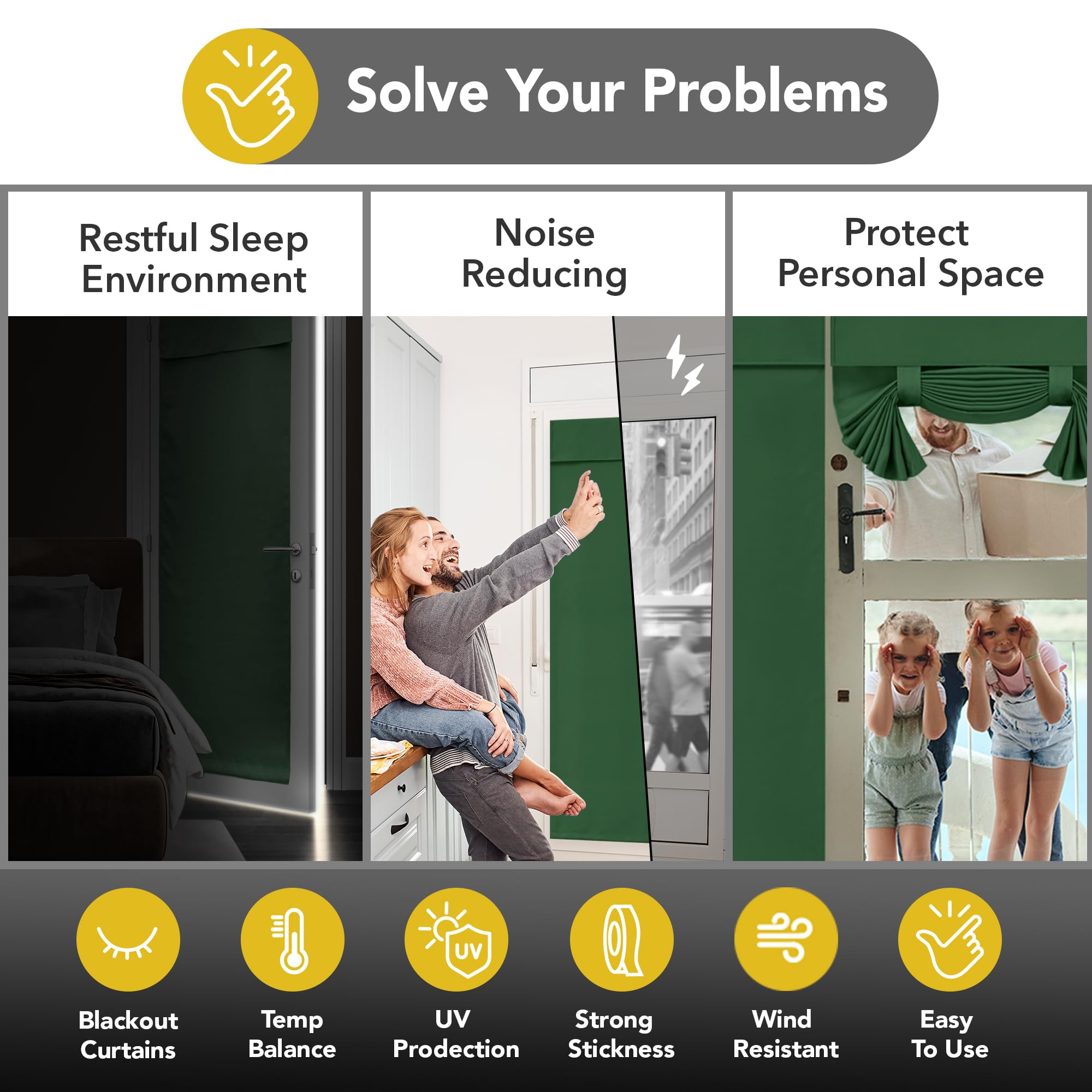 Blackout Door Curtain, Thermal Insulated, 26x80 Inch