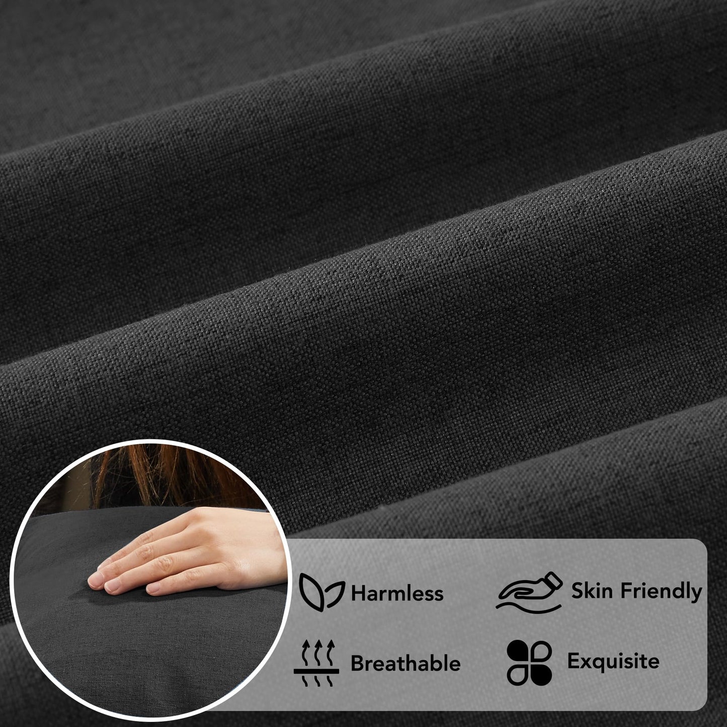 Faux Linen Pillow Covers, 16x16 Inch, Creamy White, 2PCS