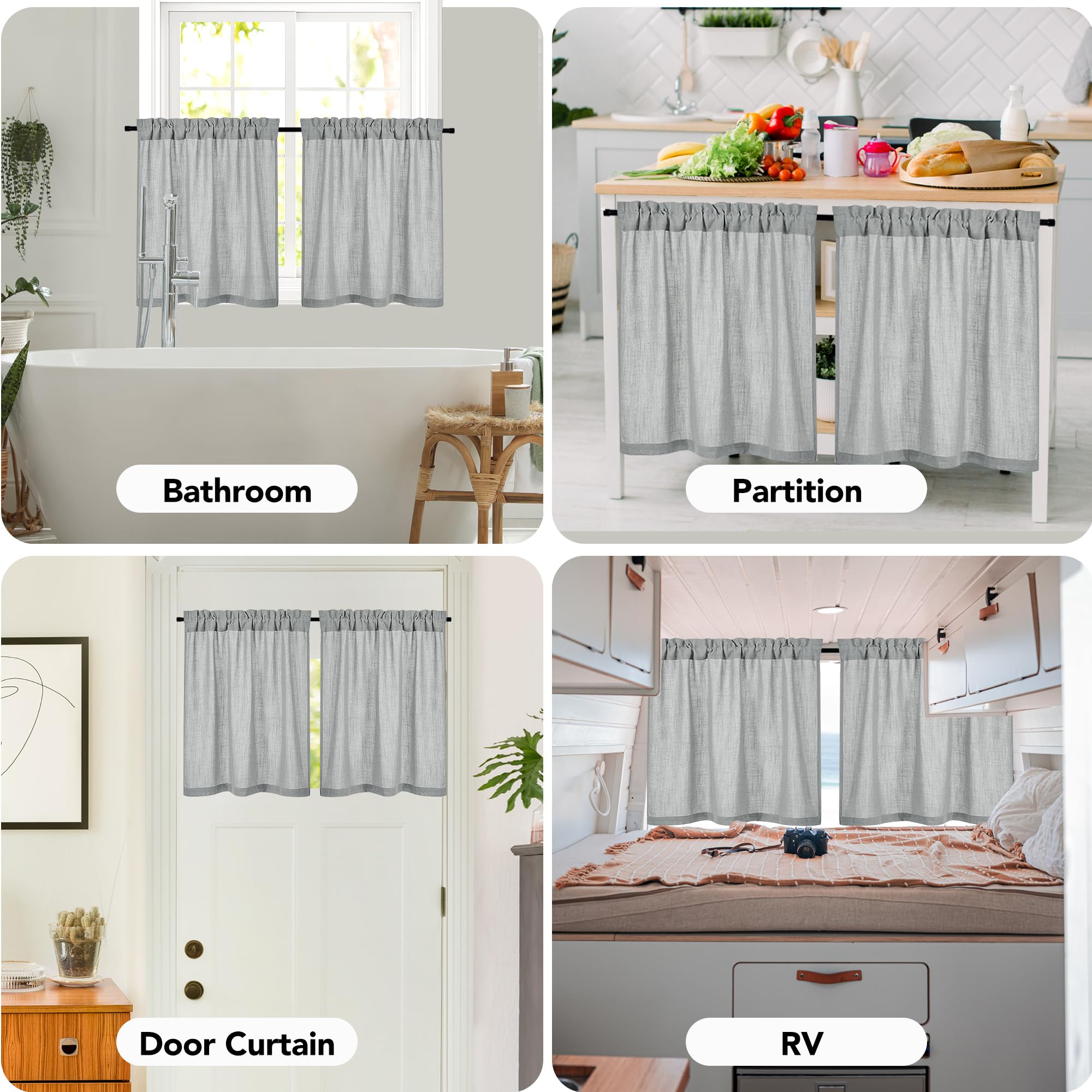 Natural Farmhouse Cafe Tier Curtains, 2 Panels