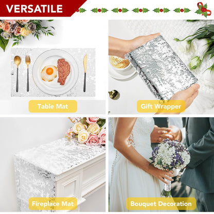 Sequin Glitter Table Runner, 2PCS, 9FT, Gold