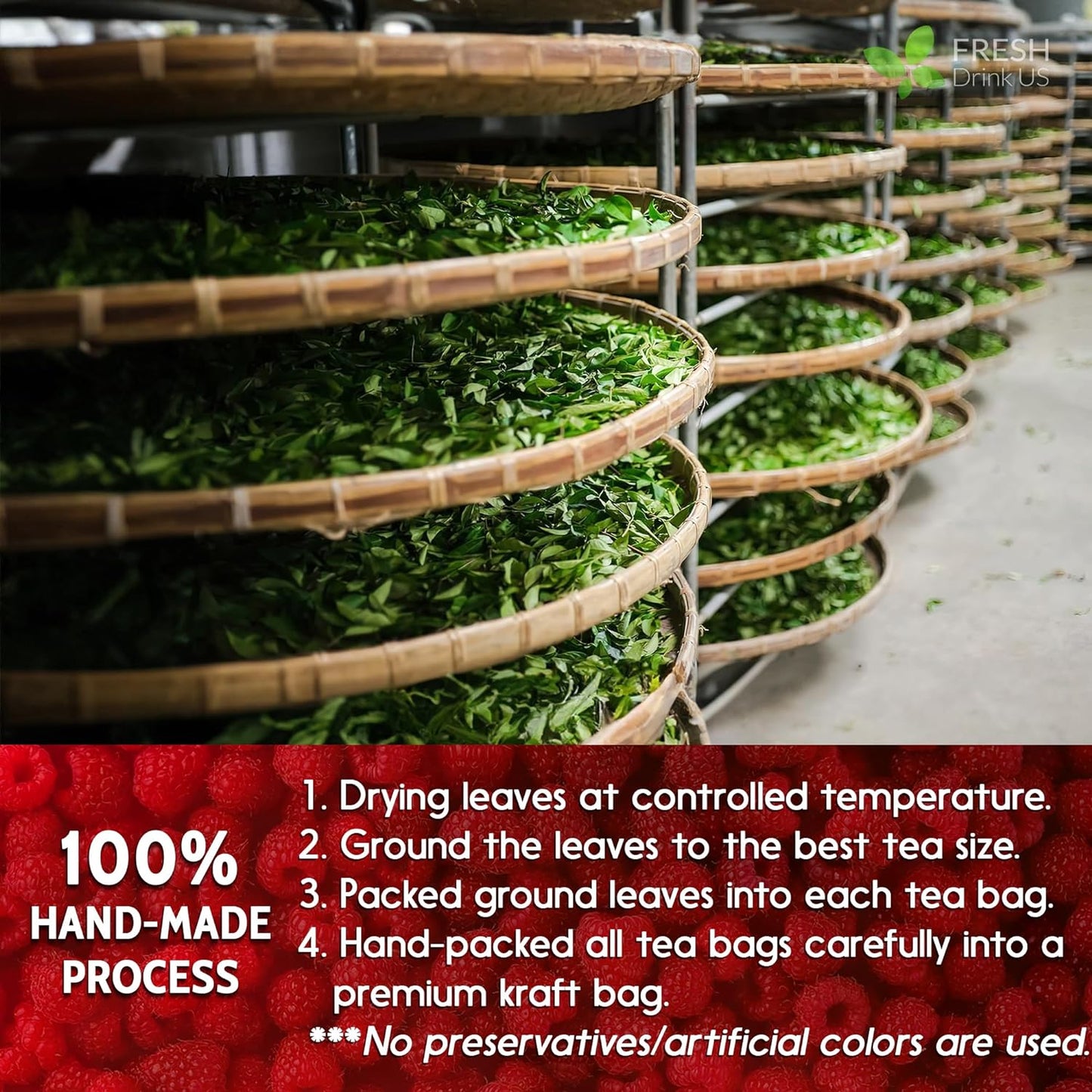 Raspberry Leaf Tea Bags, 100% Natural & Pure from Raspberry Leaves. Loose Leaf Raspberry Herbal Tea, Made with Natural Material Tea Bags, Raspberry Leaf Tea. No Sugar, No Caffeine, No Gluten, Vegan.