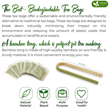 Premium Tulsi Moringa Lemongrass  Tea Bags, 100% Natural & Pure from Tulsi Holy Basil Leaves, Moringa & Lemongrass.