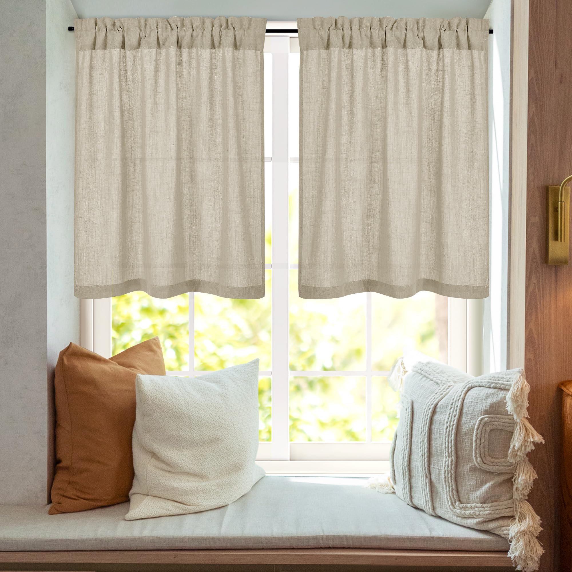 Natural Farmhouse Cafe Tier Curtains, 2 Panels