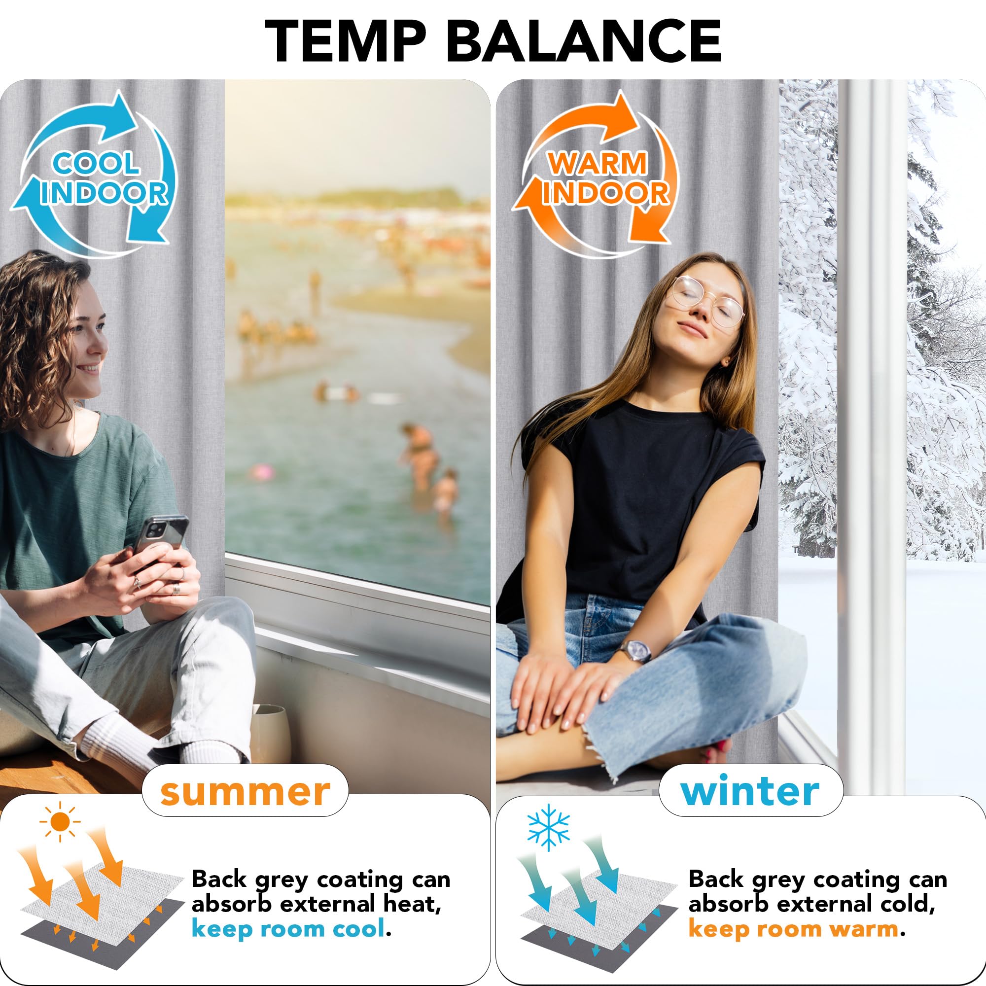 100% Blackout Pinch Pleat Curtains, Cream, 2 Panels