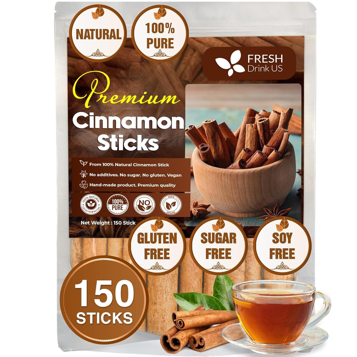 Cinnamon Sticks, Whole Sticks, 100% Natural & Pure Cinnamon Inner Bark, Raw Cinnamon Spice Flavor & Strong Aroma, Cinnamon Spice Herbal Tea, Perfect for Warm Beverages, No Additives, Vegan