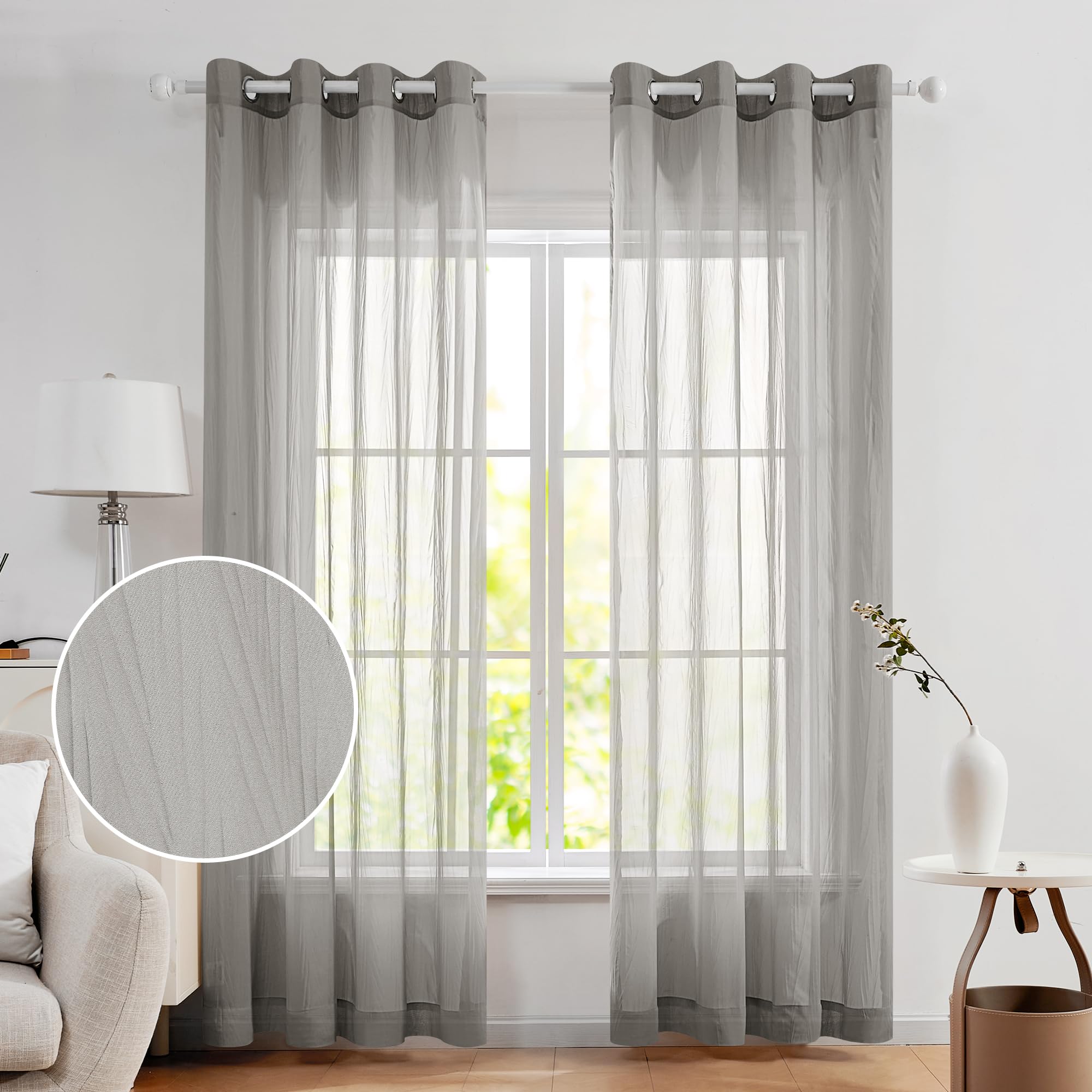 Sheer Grommet Curtains with Summer Flowers