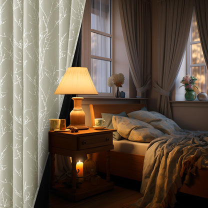 Total Blackout Curtains with Silver Print, 2 Panels