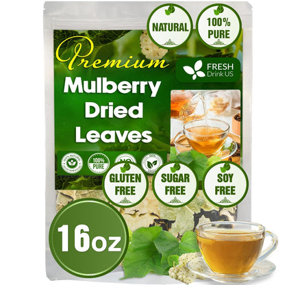 Permium Mulberry Leaves, Mulberry Loose Leaf Herbal Tea, No Additives, No Caffeine, Vegan