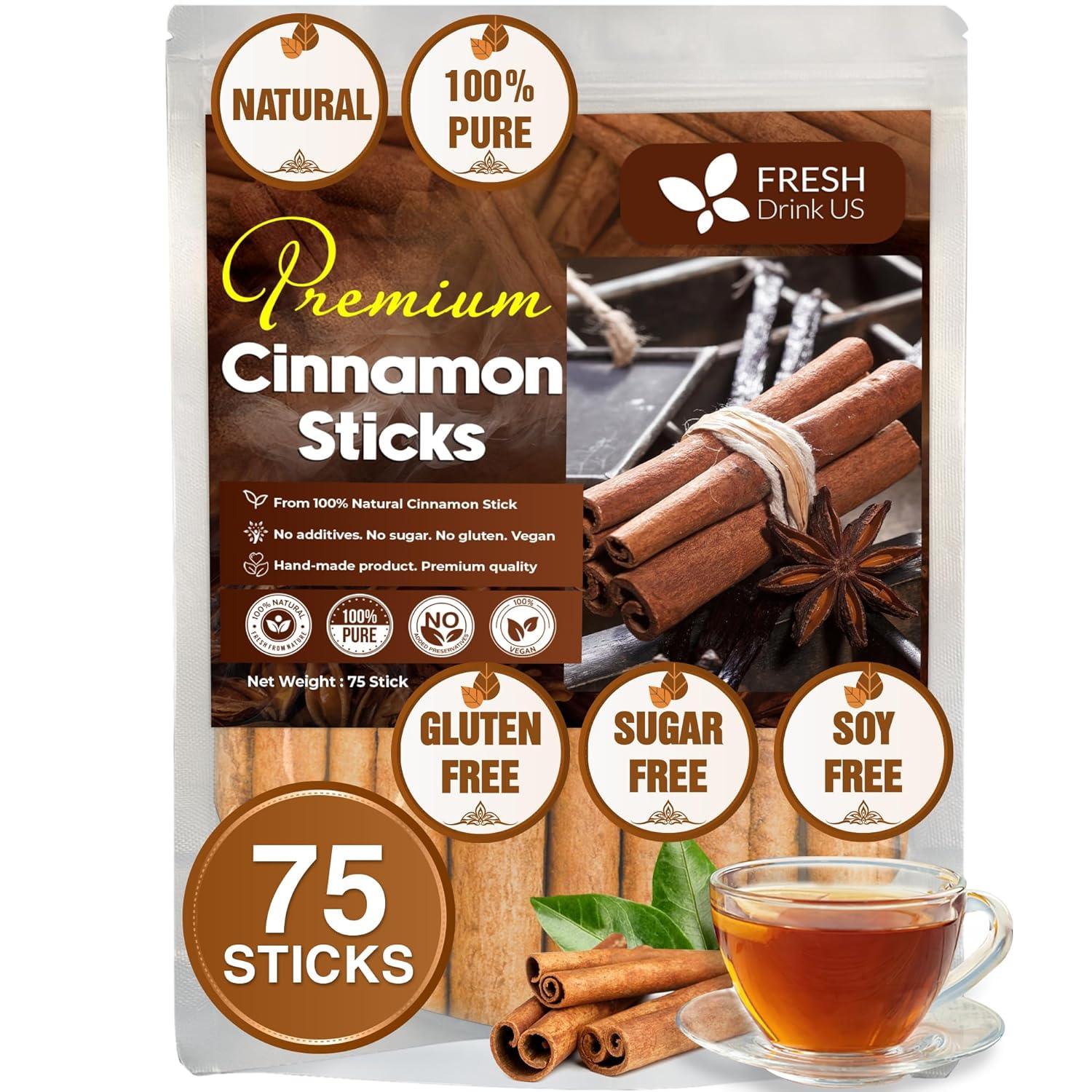 Cinnamon Sticks, Whole Sticks, 100% Natural & Pure Cinnamon Inner Bark, Raw Cinnamon Spice Flavor & Strong Aroma, Cinnamon Spice Herbal Tea, Perfect for Warm Beverages, No Additives, Vegan