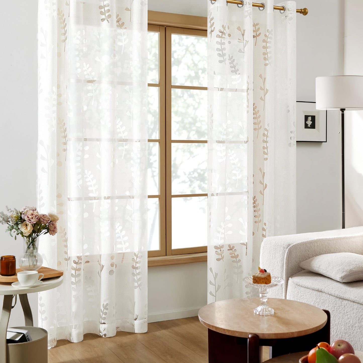 Sheer Grommet Curtains with Summer Flowers