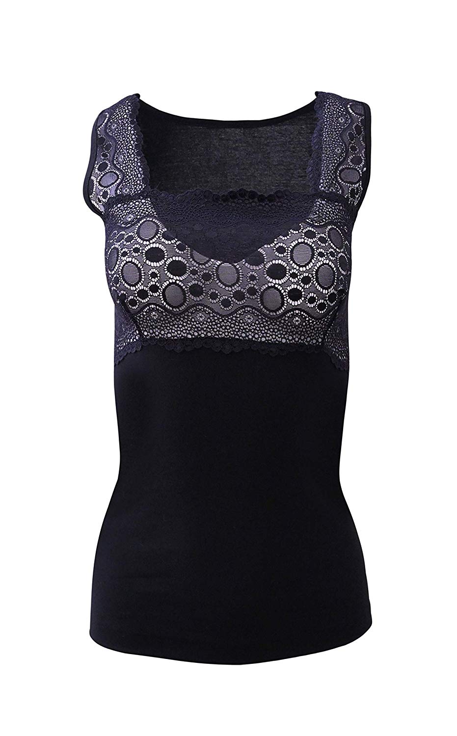 Mare Luxury 100% Mako Cotton Women's Lace-Trimmed Tank Top. Proudly Made in Italy (263)