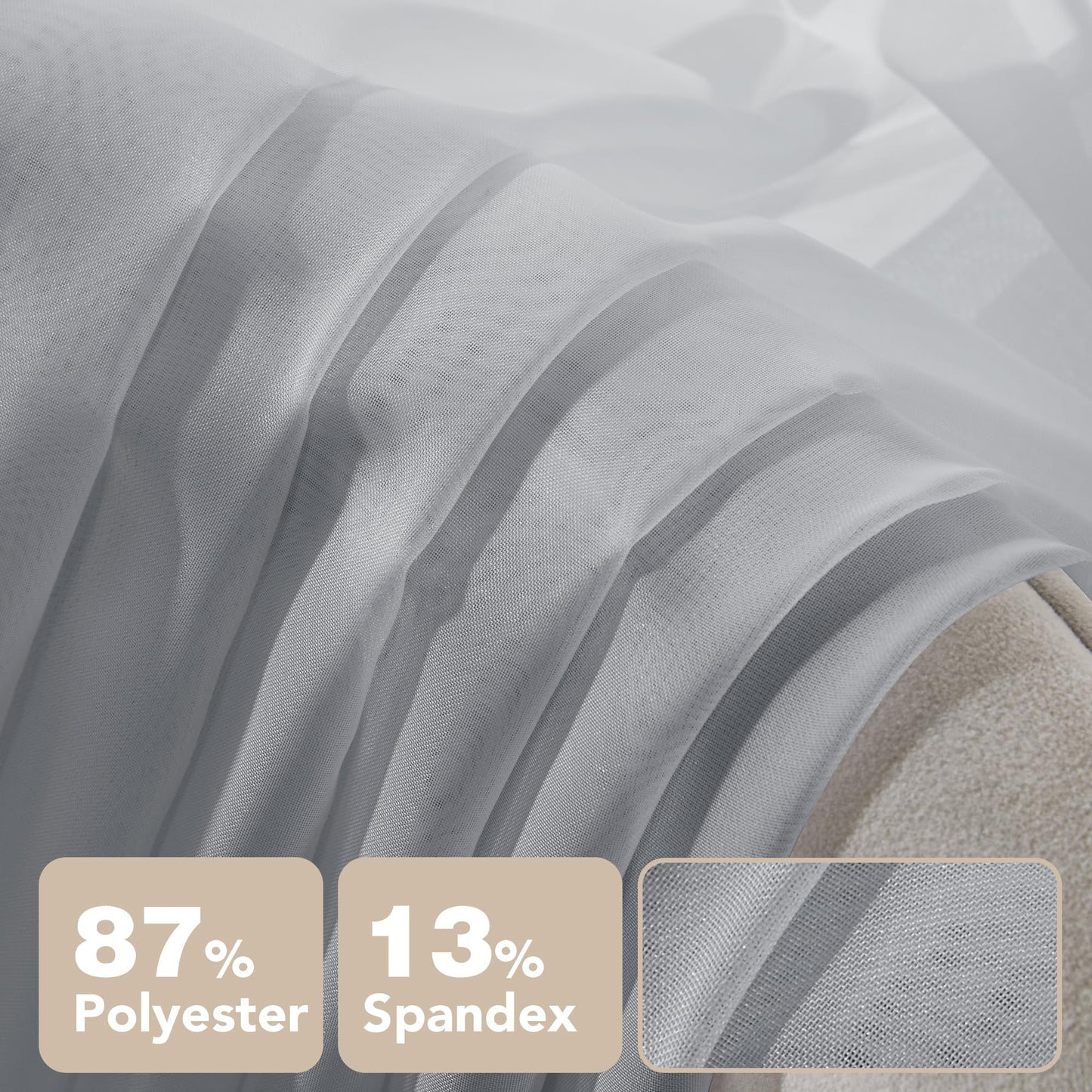 Semi-Transparent White Sheers, 52x63 Inch