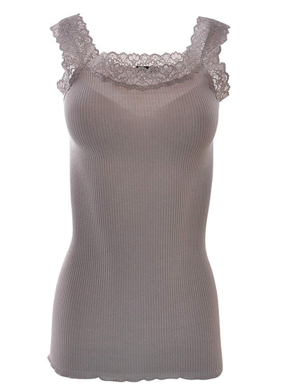 BASIC COTTON Free Spirit Premium Quality 100% Cotton Women's Lace Trim Tank Top Made in Italy