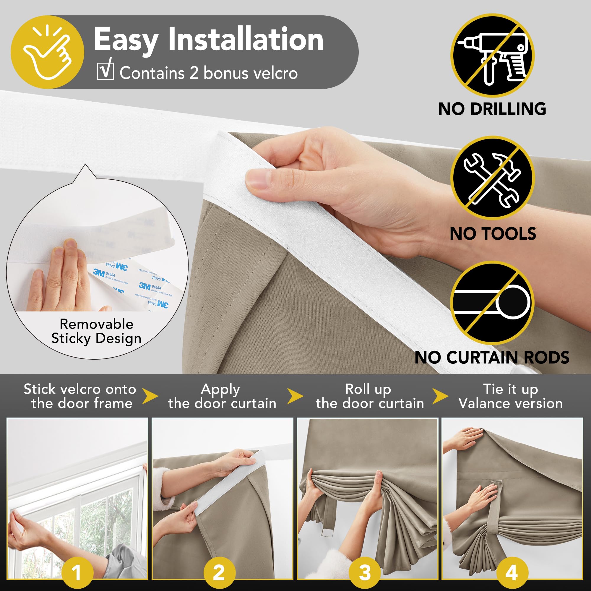 Blackout Door Curtain, Thermal Insulated, 26x80 Inch