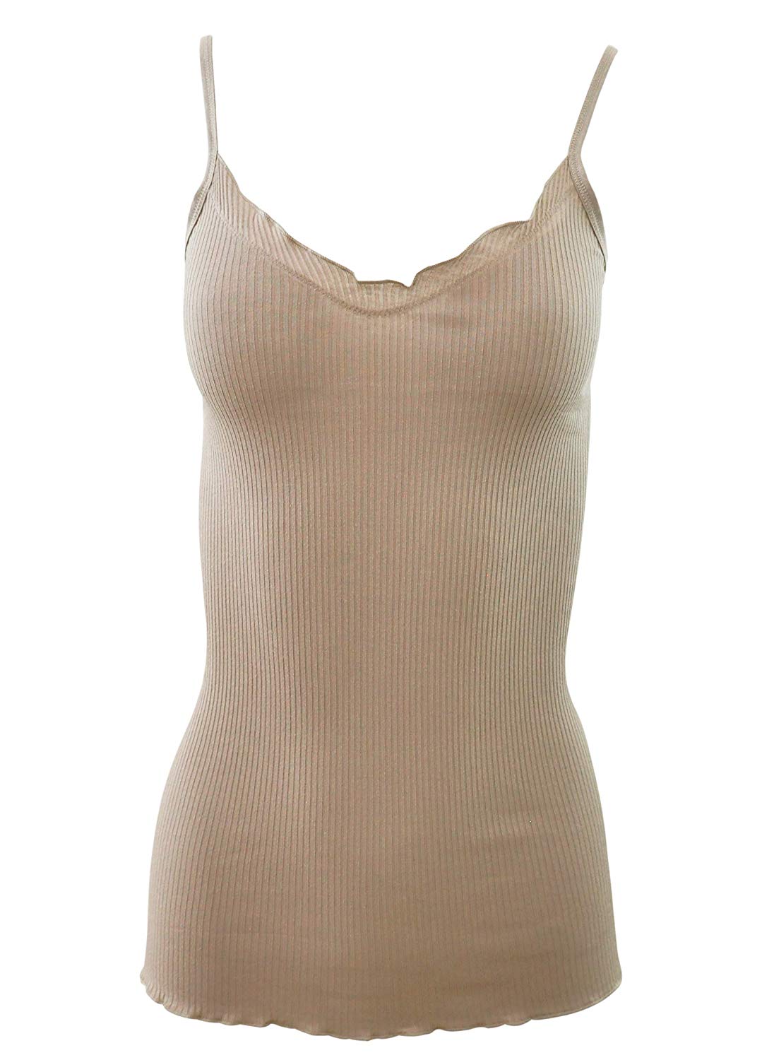 BASIC COTTON Free Spirit Premium Quality 100% Cotton Women's Spaghetti Straps Top Made in Italy
