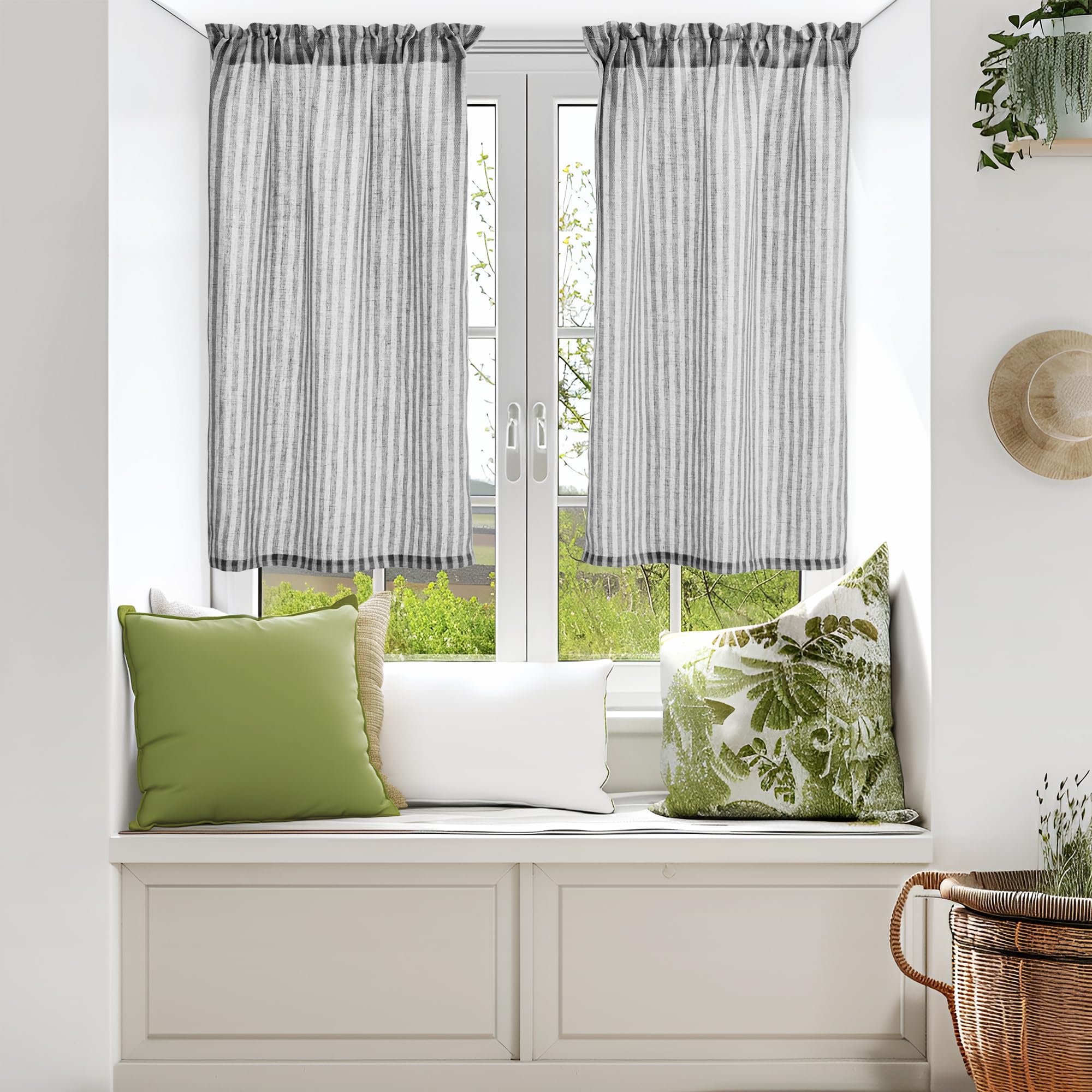 Natural Farmhouse Cafe Tier Curtains, 2 Panels