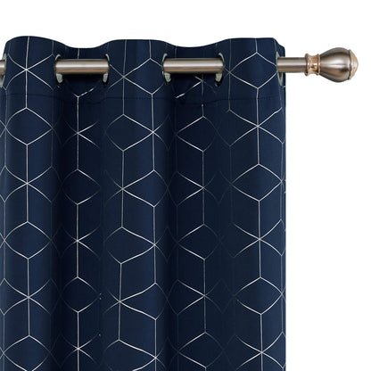 Thermal Blackout Curtains with Silver Foil Print